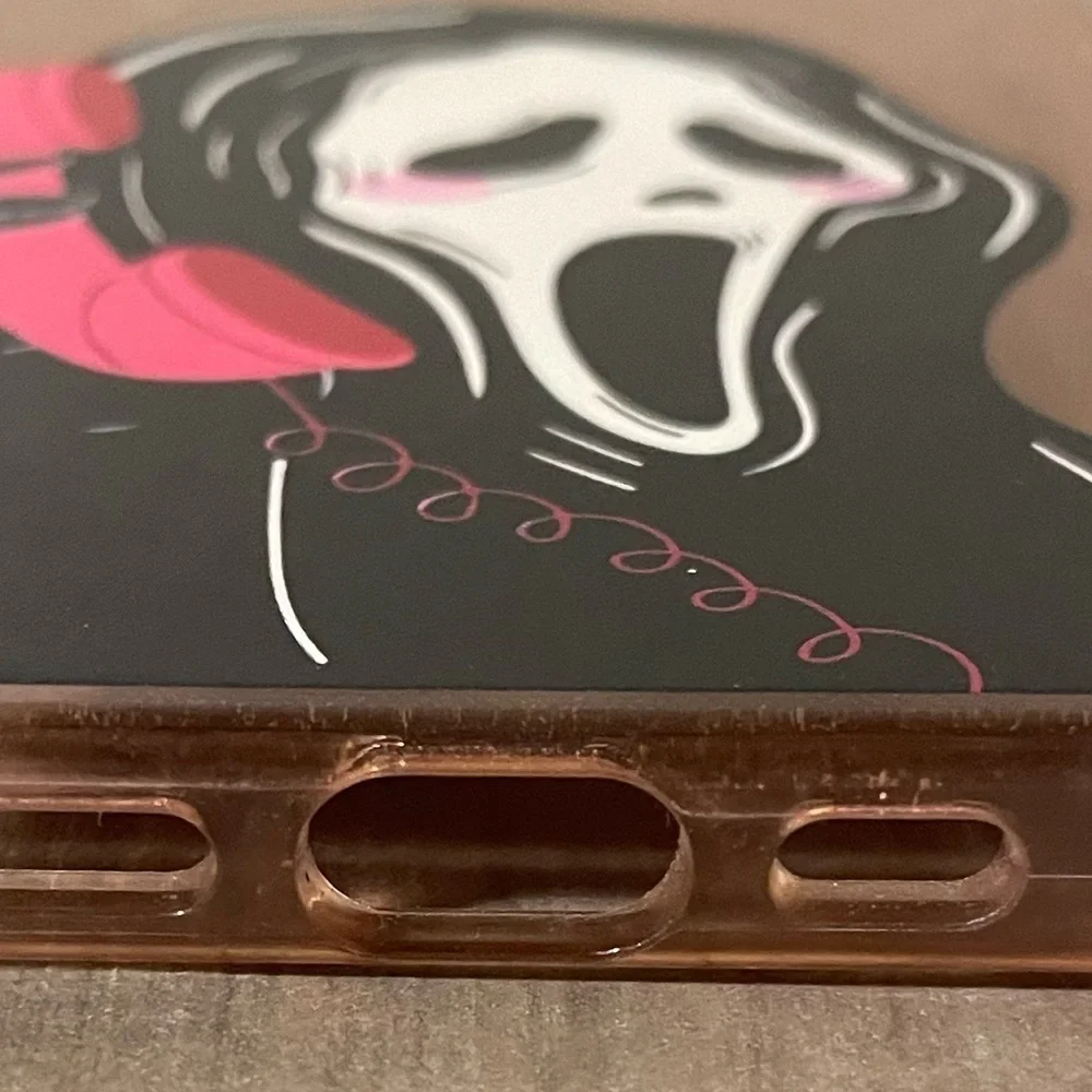 Iphonee 12 pro ghostface cell phone cases 2 gold pink scream theme
